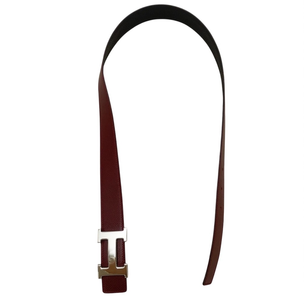 Auth HERMES EUC H Belt 70SV F Engraved Red/Black Reversible W/Box BA020136 - Picture 13 of 17